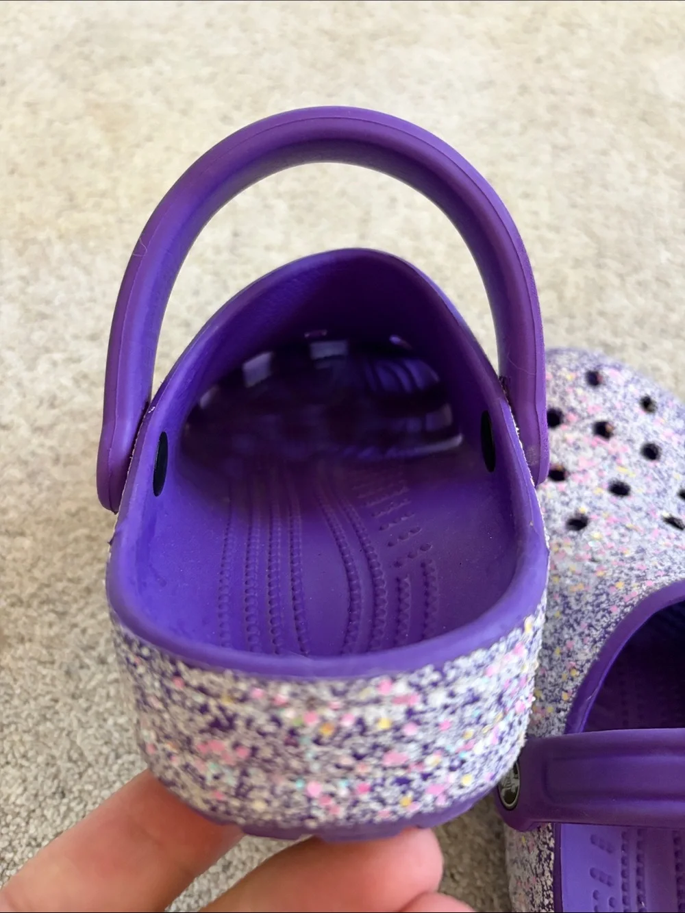 CROCS Kids Purple Glitter Speckled Clogs
